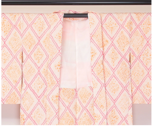 Haori Hakama: Pure Silk Aperture Rhombus White Basting Thread