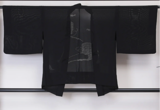 Summer Haori Black Haori - Picture Haori Shell tub